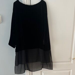 Eileen Fisher Black velvet and Sheer Hem tunic